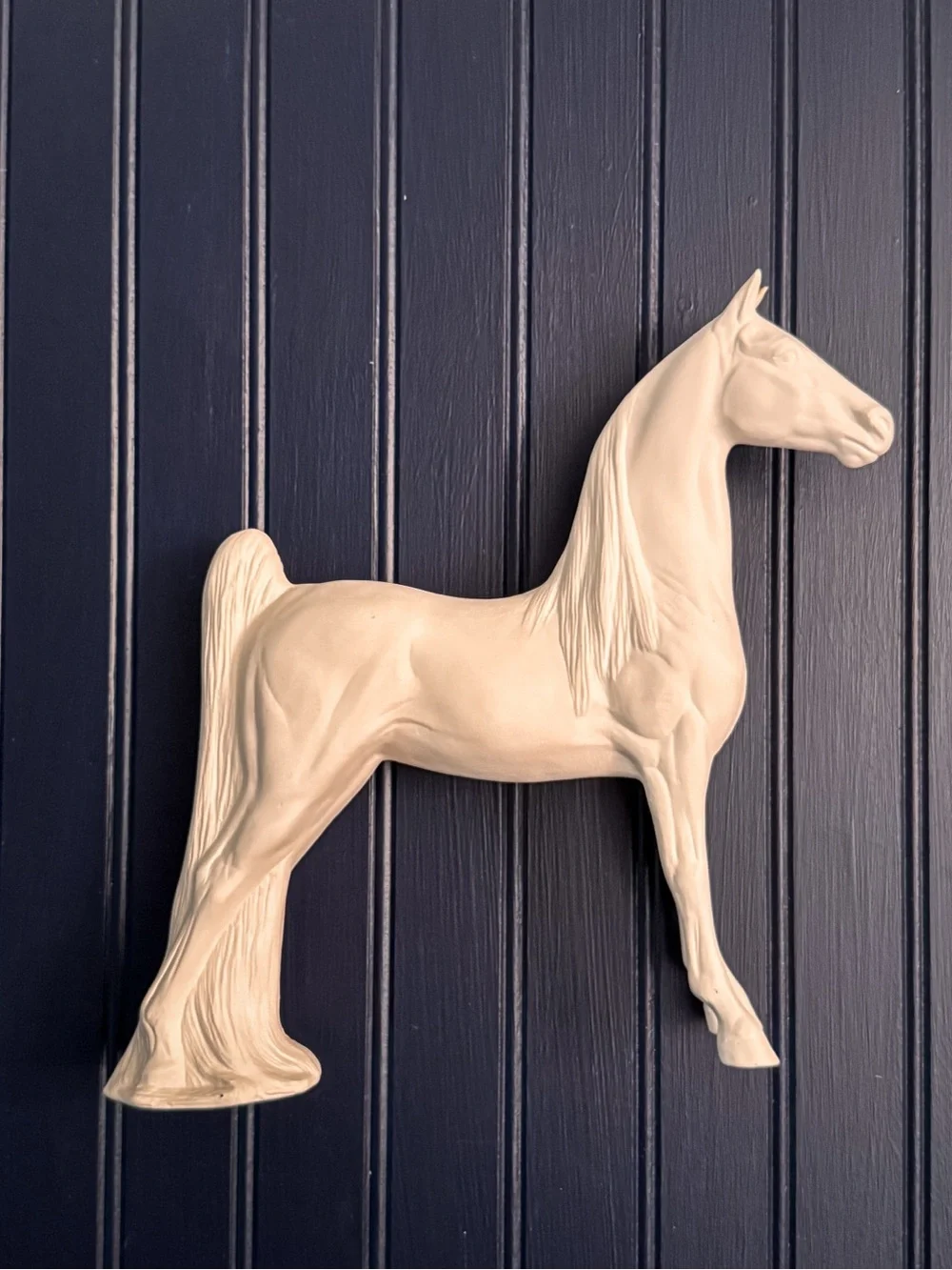 Vintage White Ceramic Horse — Large Equestrian Figurine